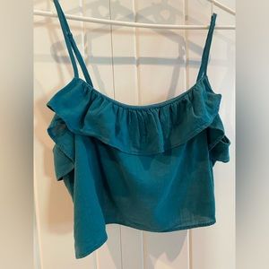 Ruffle-edged halter top